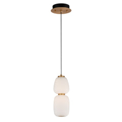 Soji 13" LED Pendant by ET2 Lighting in Black / Gold, front view
