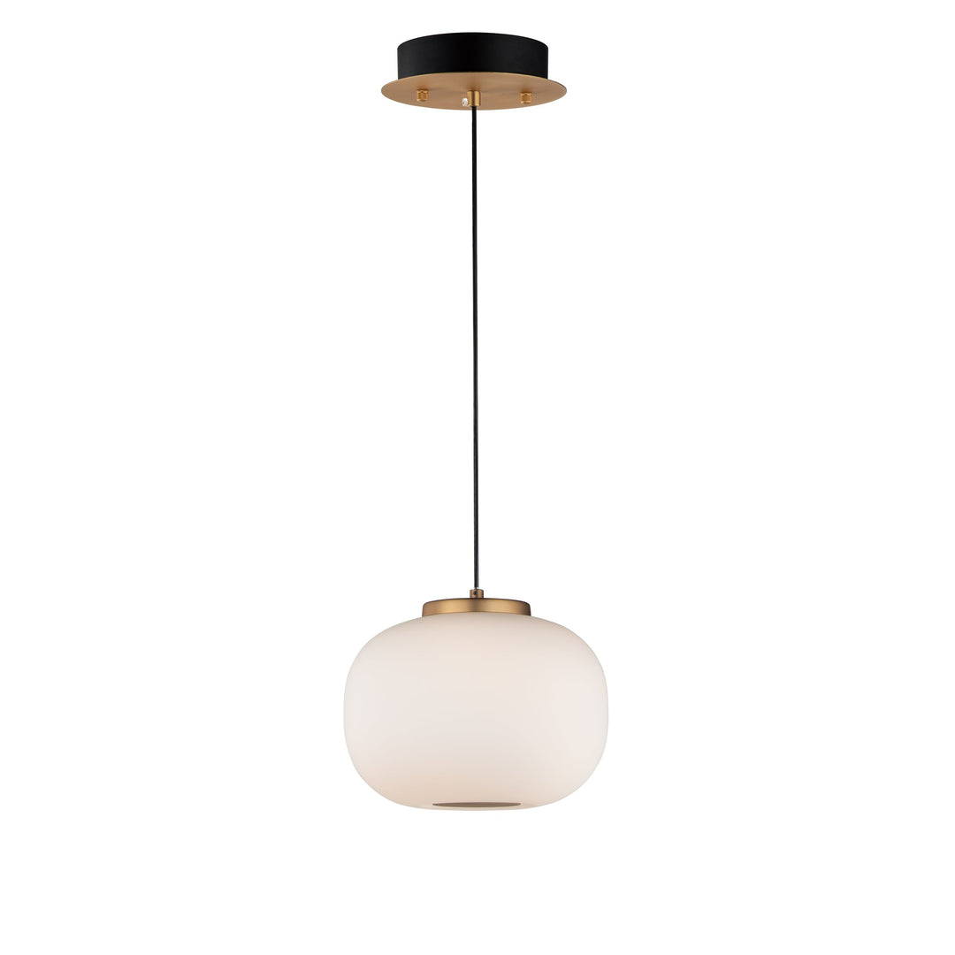 Soji 2-Light LED Pendant (7.5" H) by ET2 Lighting in Black / Gold, front view