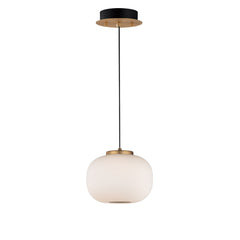 Soji 2-Light LED Pendant (7.5" H) by ET2 Lighting in Black / Gold, front view