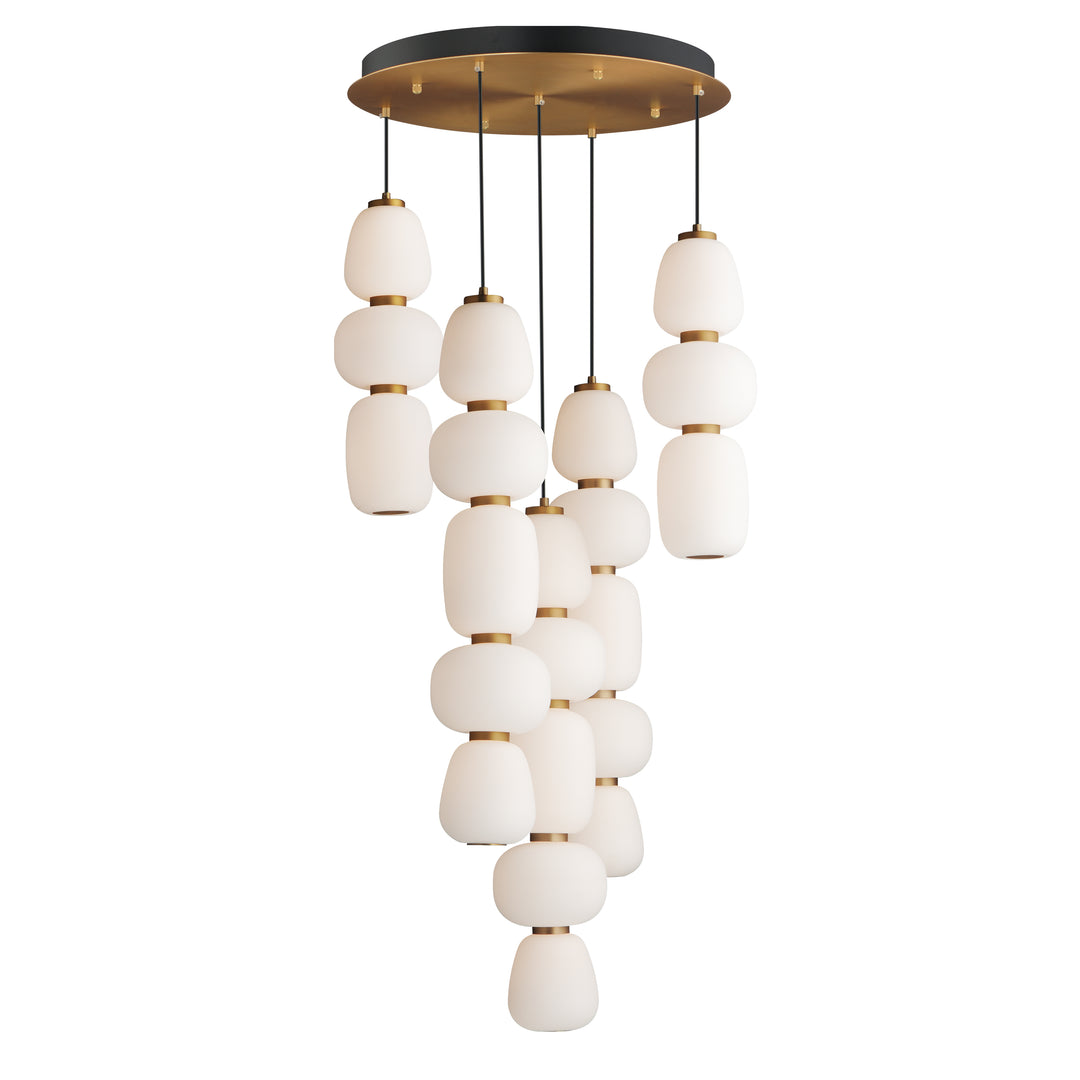 Soji 5-Light Chandelier by ET2 Lighting in Black / Gold, front view