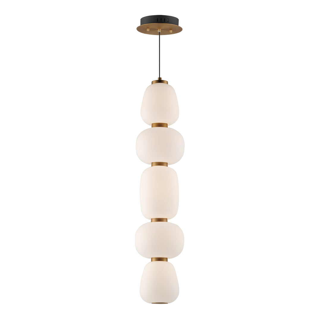 Soji Single LED Pendant by ET2 Lighting in Black / Gold, front view