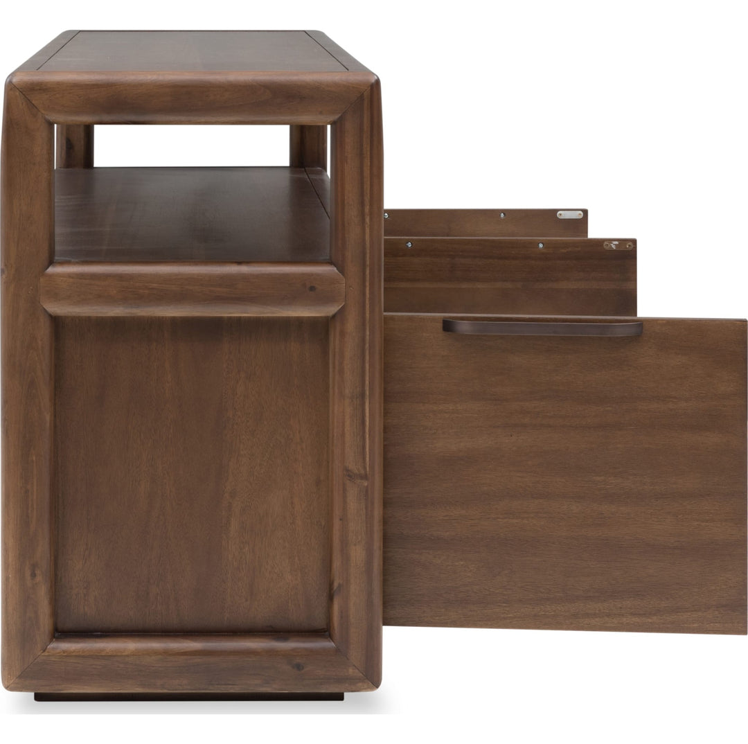 Sol 64" Media Console in Brown Spice — product view on a white background