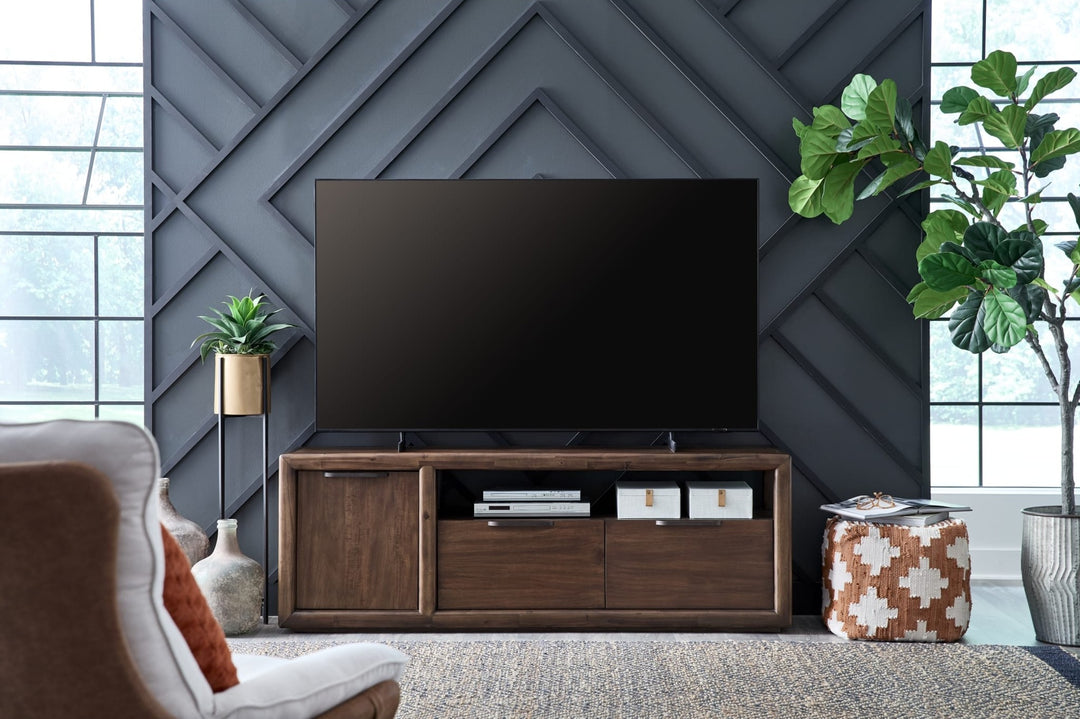 Sol 74" Media Console in Brown Spice — lifestyle photo