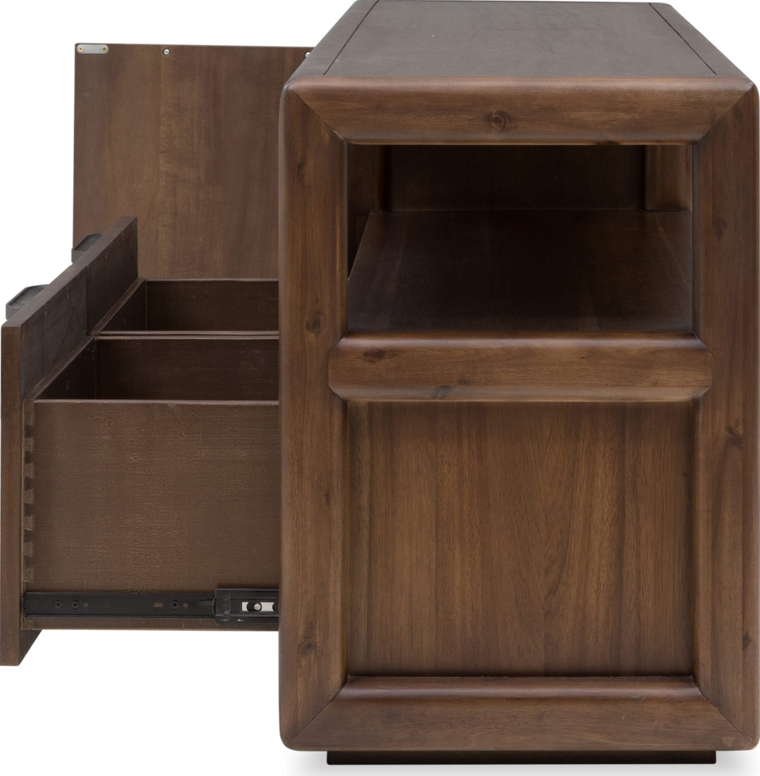 Sol 74" Media Console in Brown Spice — lifestyle photo