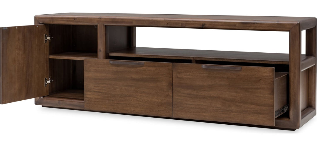 Sol 74" Media Console in Brown Spice — product view on a white background