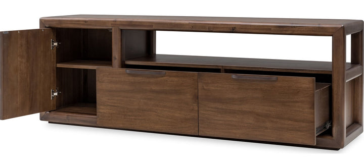 Sol 74" Media Console in Brown Spice — product view on a white background