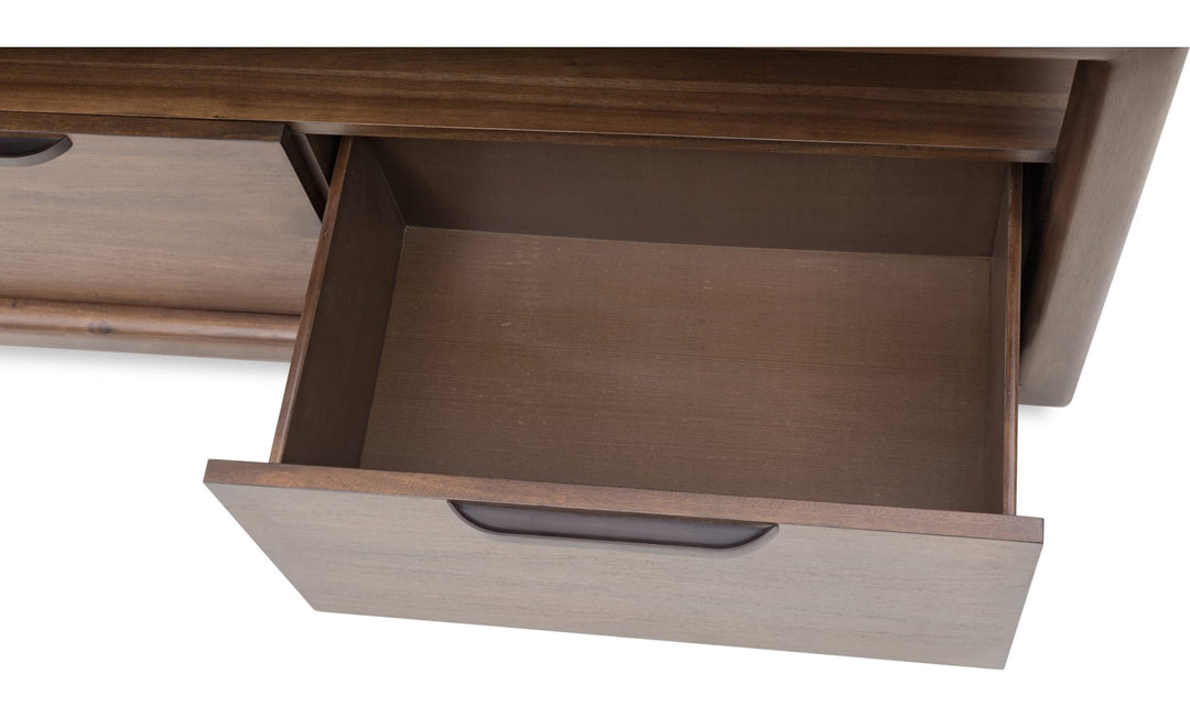 Sol 74" Media Console in Brown Spice — product view on a white background