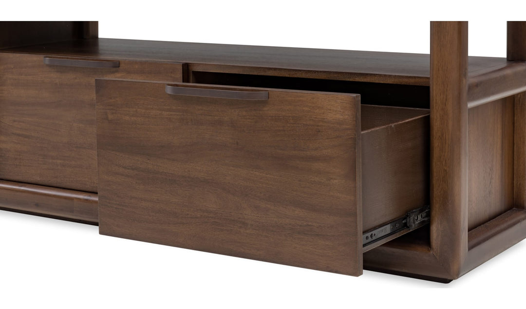 Sol 74" Media Console in Brown Spice — product view on a white background