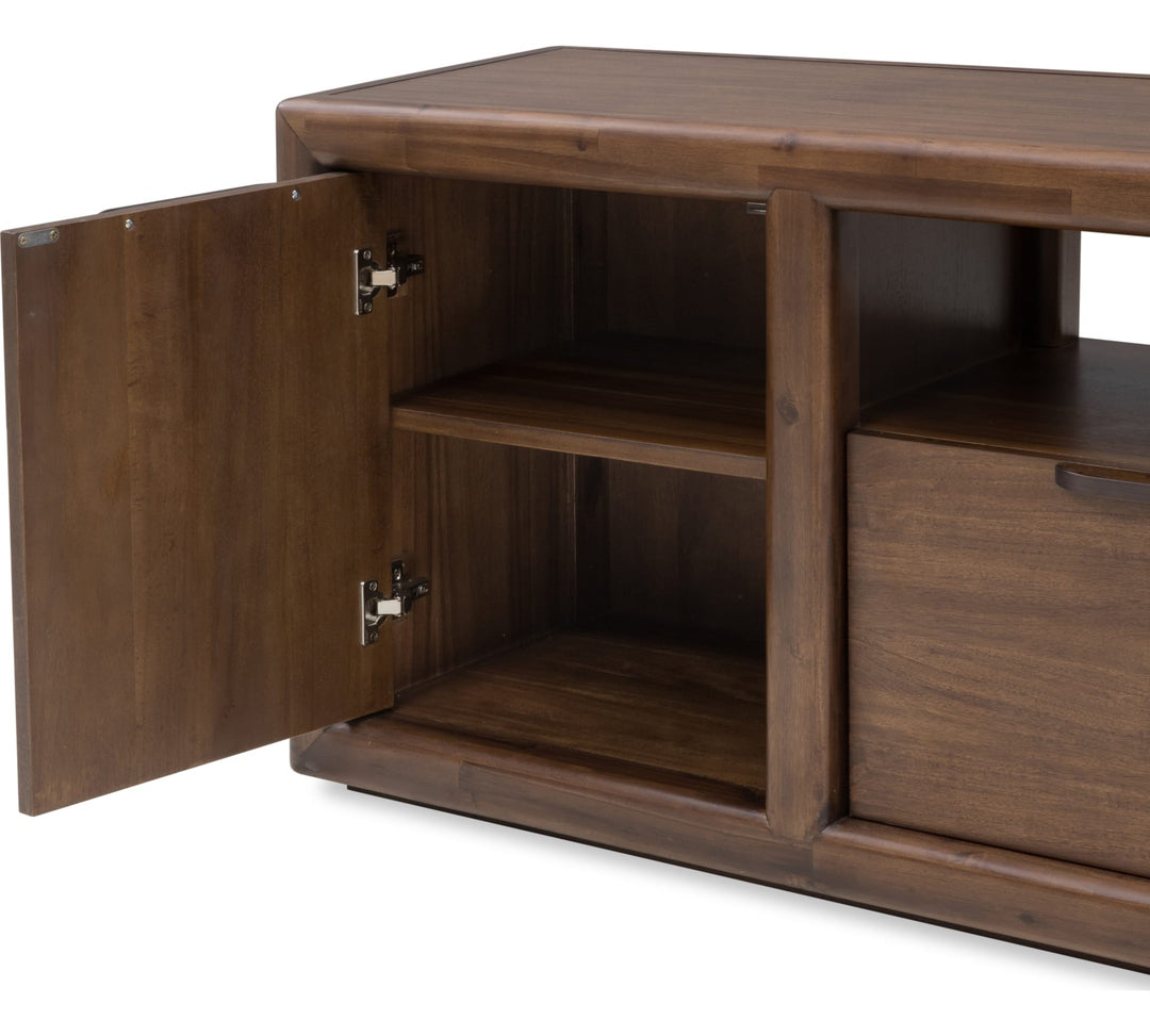 Sol 74" Media Console in Brown Spice — product view on a white background