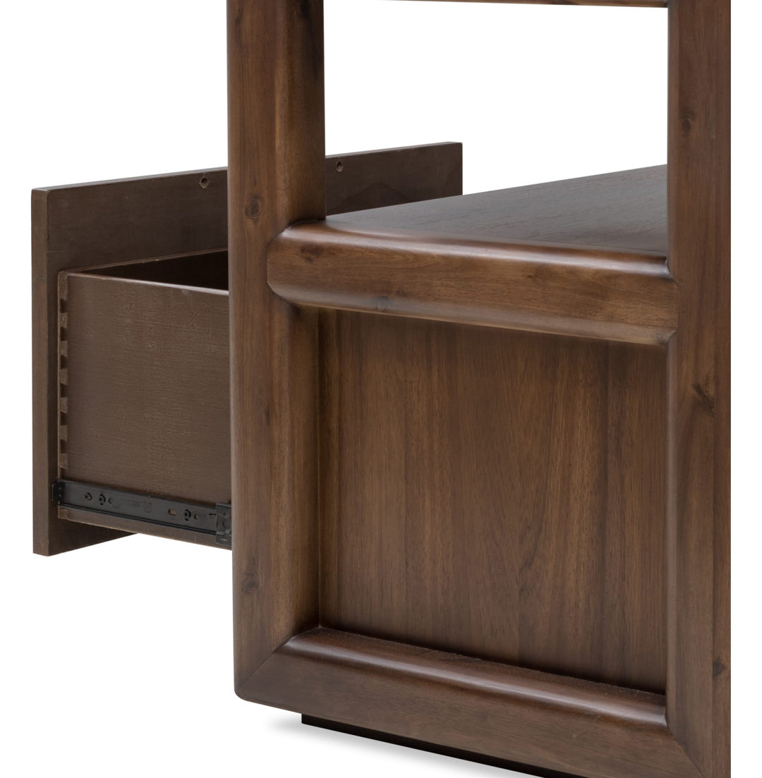 Sol 74" Media Console in Brown Spice — product view on a white background