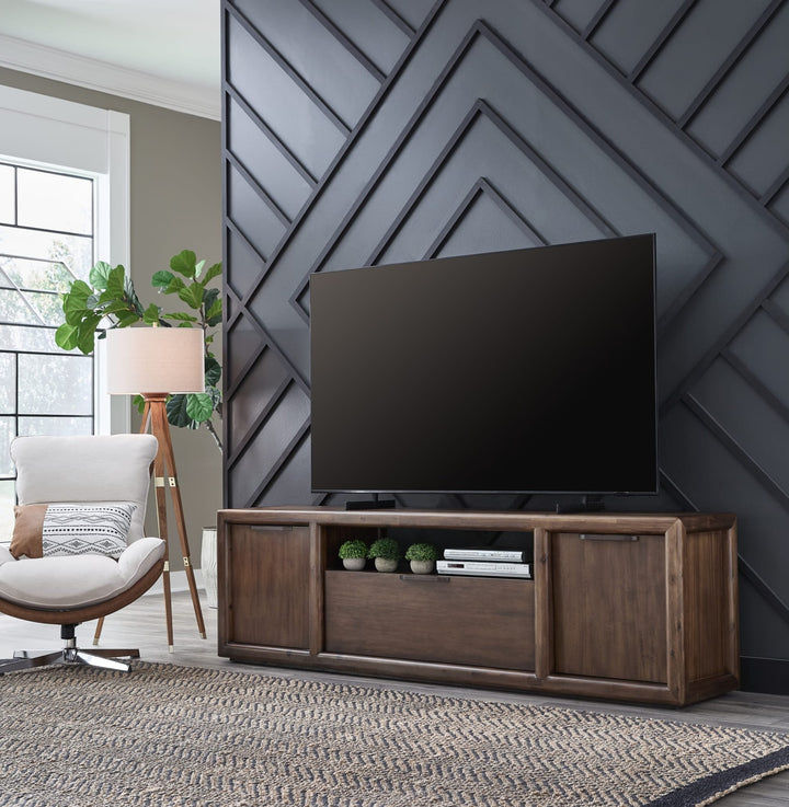 Sol 88" Media Console in Brown Spice — lifestyle photo