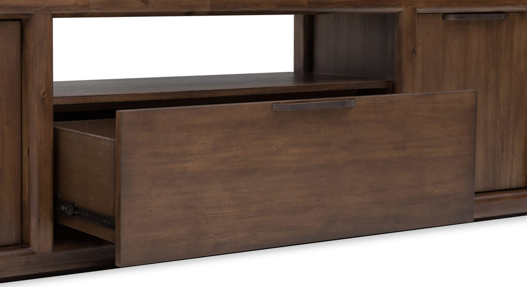 Sol 88" Media Console in Brown Spice — lifestyle photo