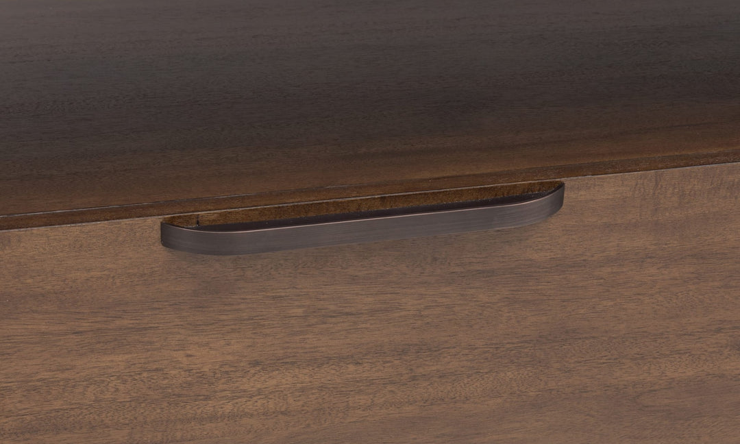 Sol 88" Media Console in Brown Spice — lifestyle photo