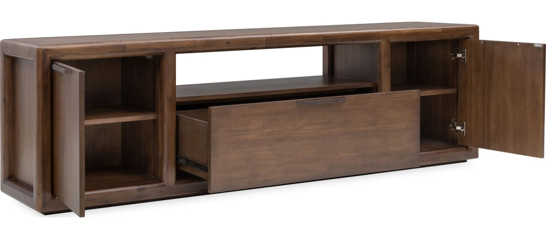 Sol 88" Media Console in Brown Spice — product view on a white background