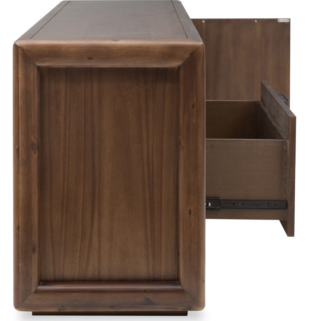 Sol 88" Media Console in Brown Spice — product view on a white background