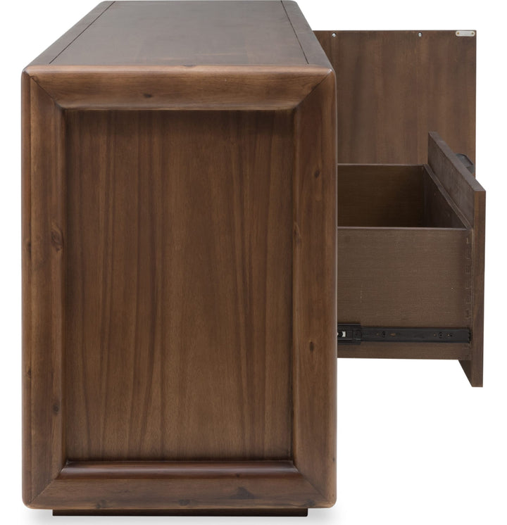 Sol 88" Media Console in Brown Spice — product view on a white background