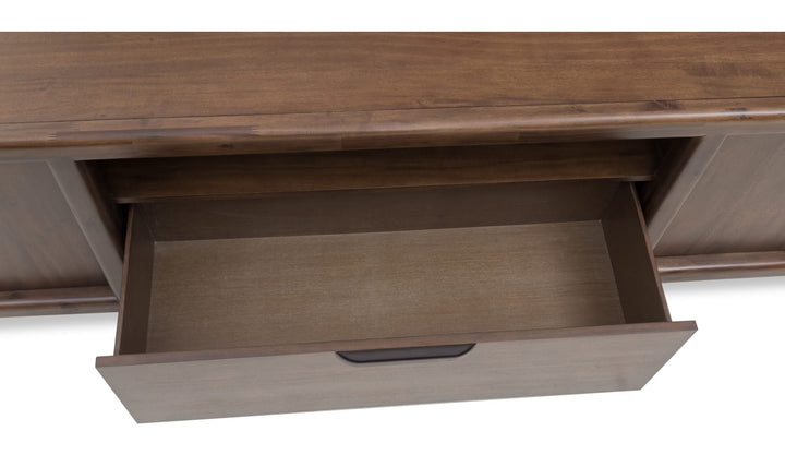 Sol 88" Media Console in Brown Spice — product view on a white background