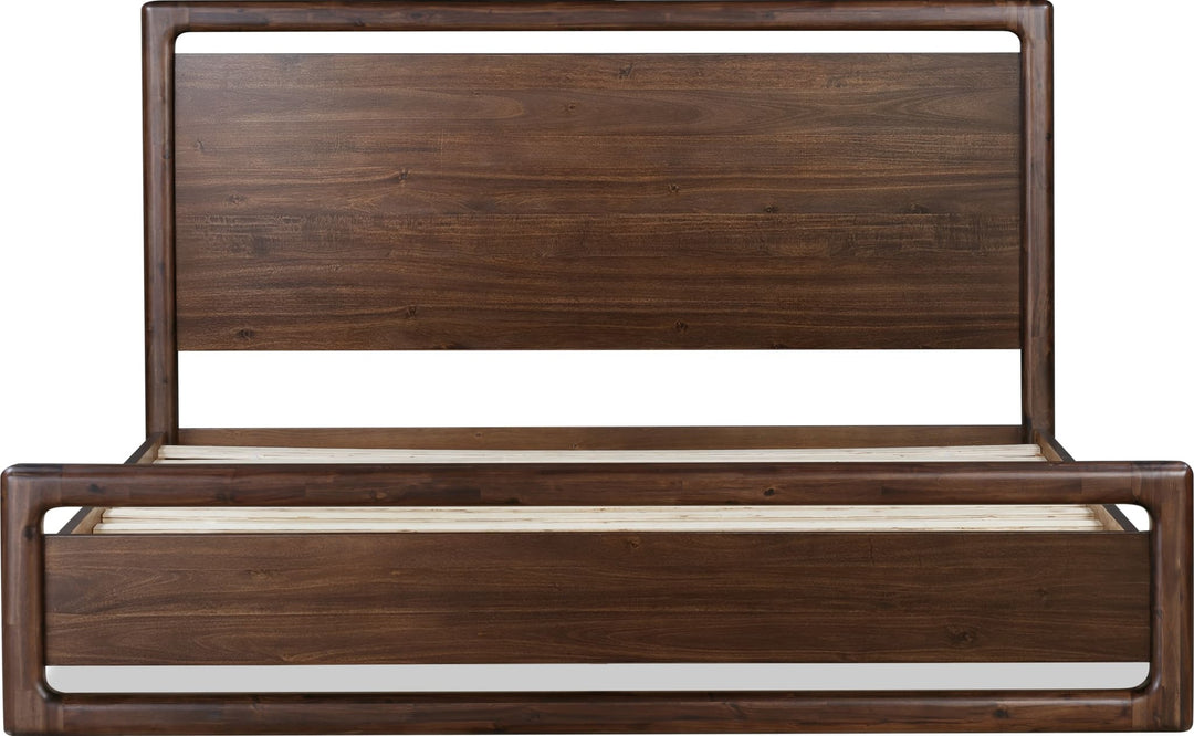Sol Acacia Wood Platform Bed in Brown Spice — front view without mattress