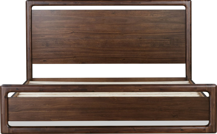 Sol Acacia Wood Platform Bed in Brown Spice — front view without mattress