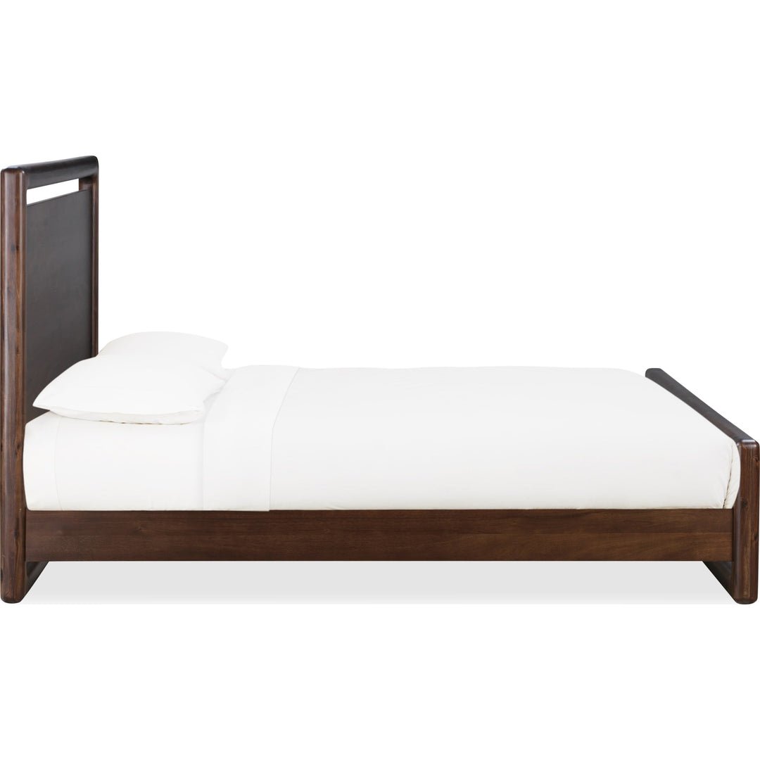 Sol Acacia Wood Platform Bed in Brown Spice — white background, side profile