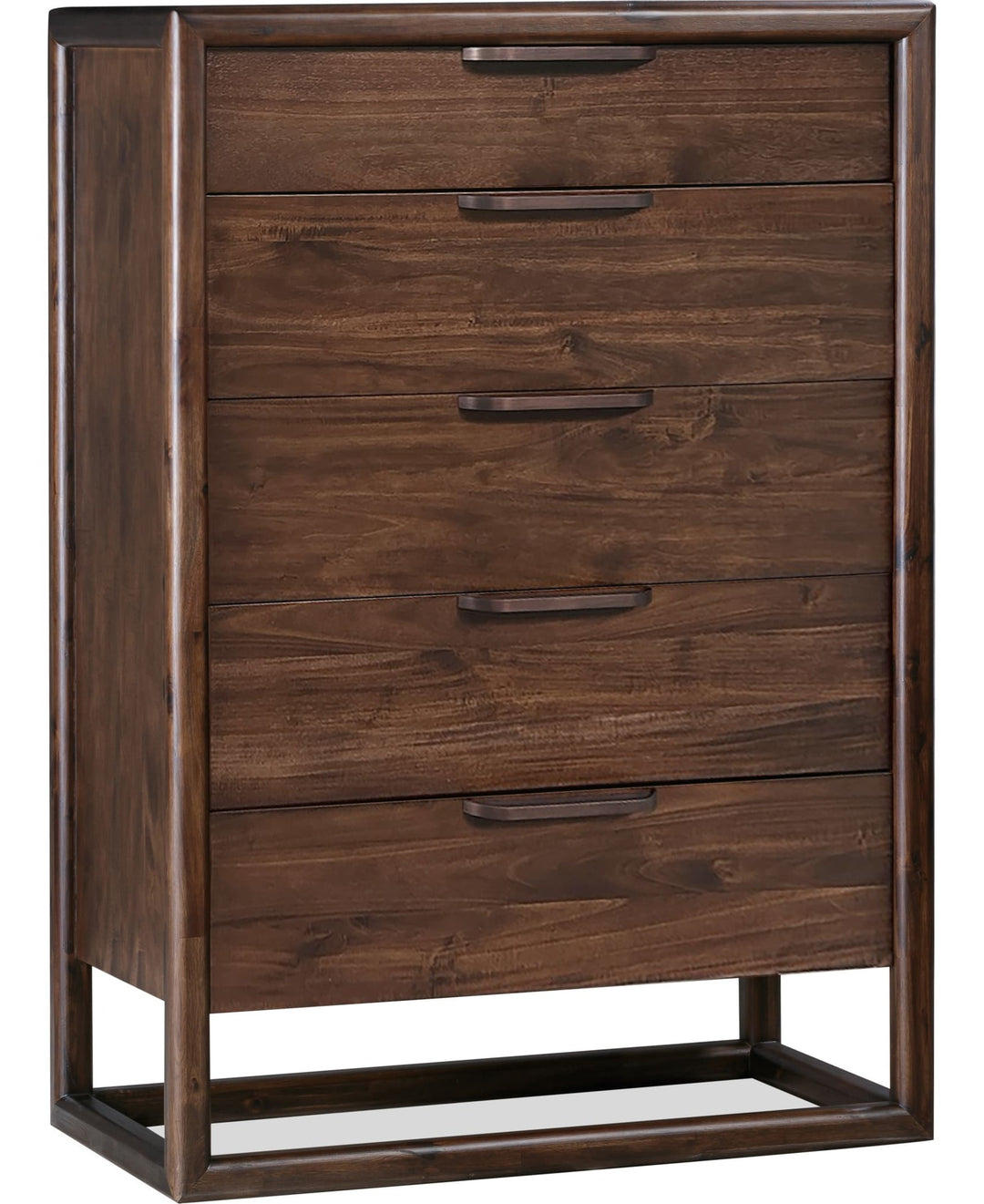 Sol Five Drawer Chest in Brown Spice — on a white background