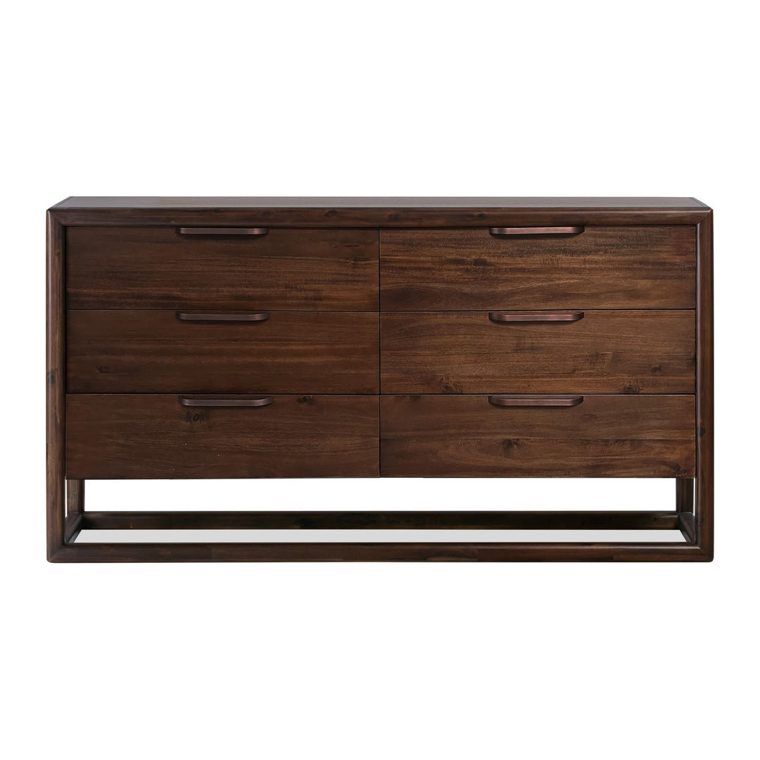 Sol Six Drawer Dresser by Modus in Brown Spice — on a white background