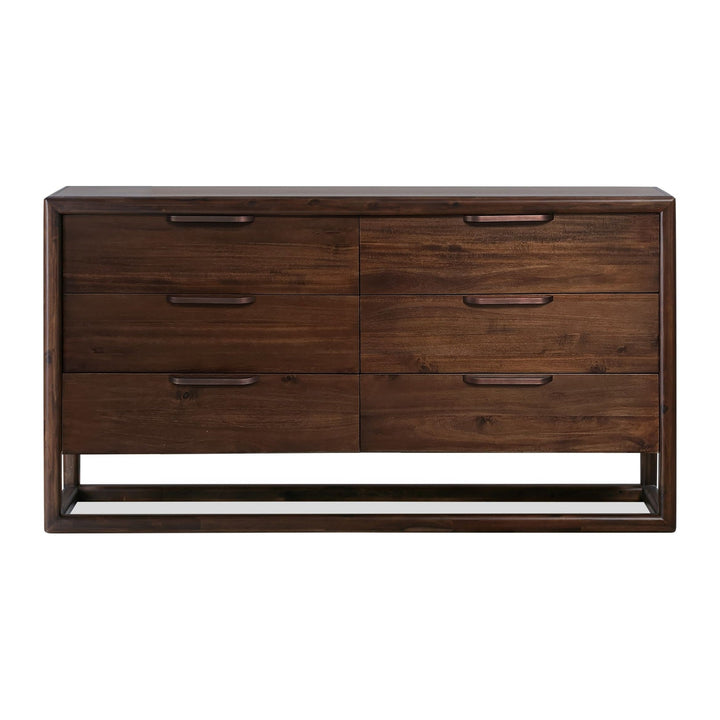 Sol Six Drawer Dresser by Modus in Brown Spice — on a white background