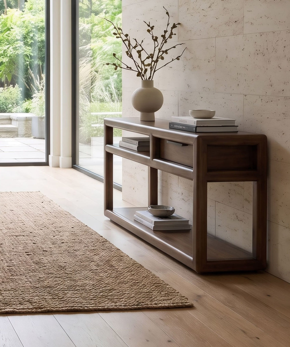 Sol Storage Console Table in Brown Spice — lifestyle photo