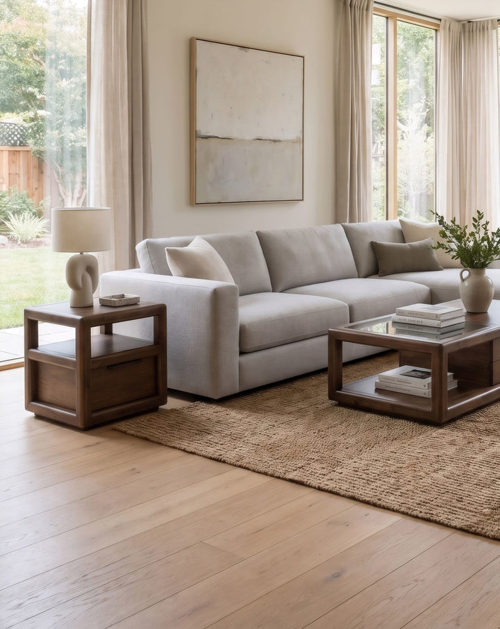Sol Storage End Table in Brown Spice — lifestyle photo