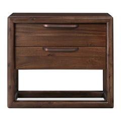 Sol Two Drawer USB-Charging Nightstand by Modus in Brown Spice — on a white background
