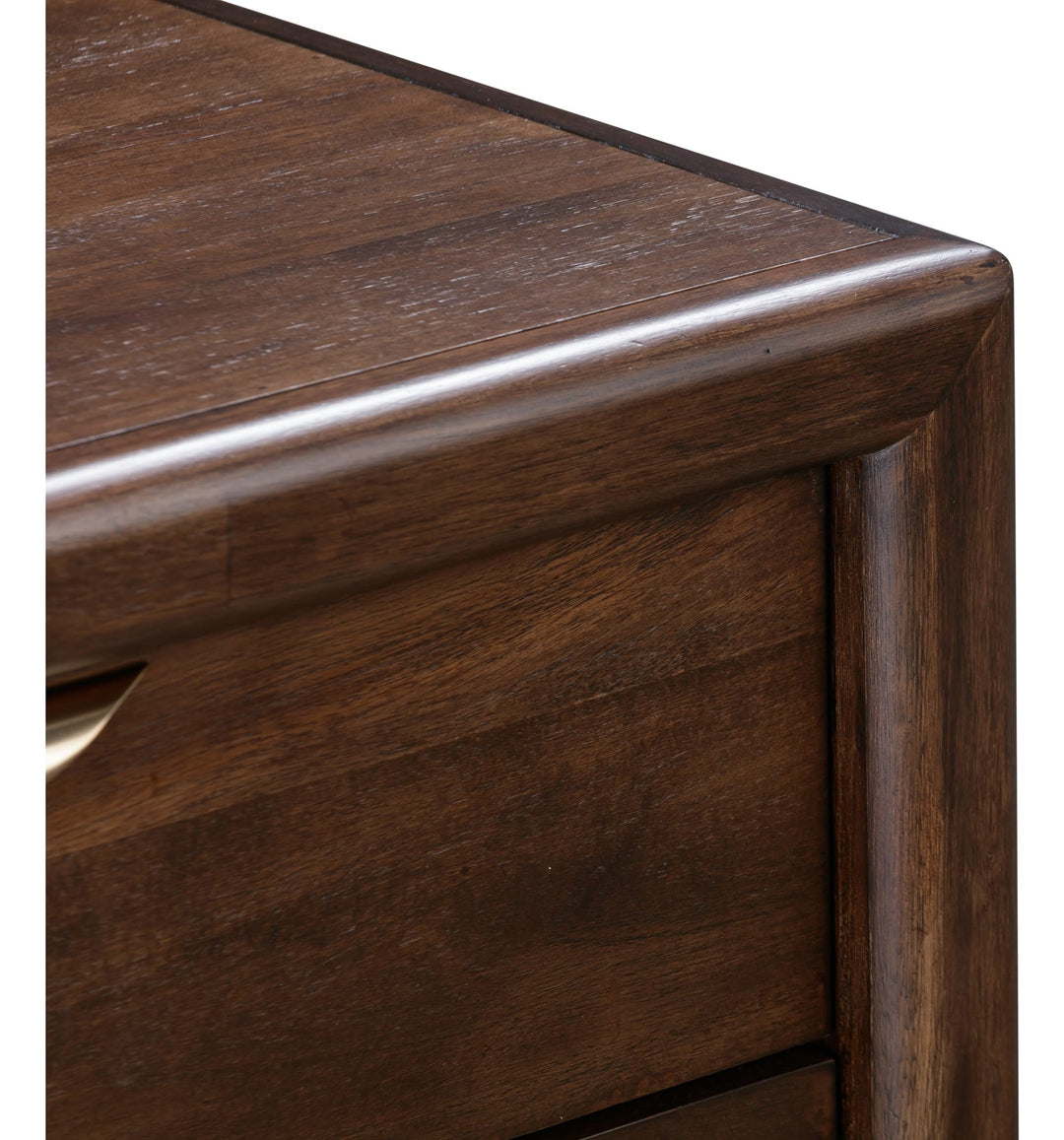 Sol Two Drawer USB-Charging Nightstand in Brown Spice — detail view