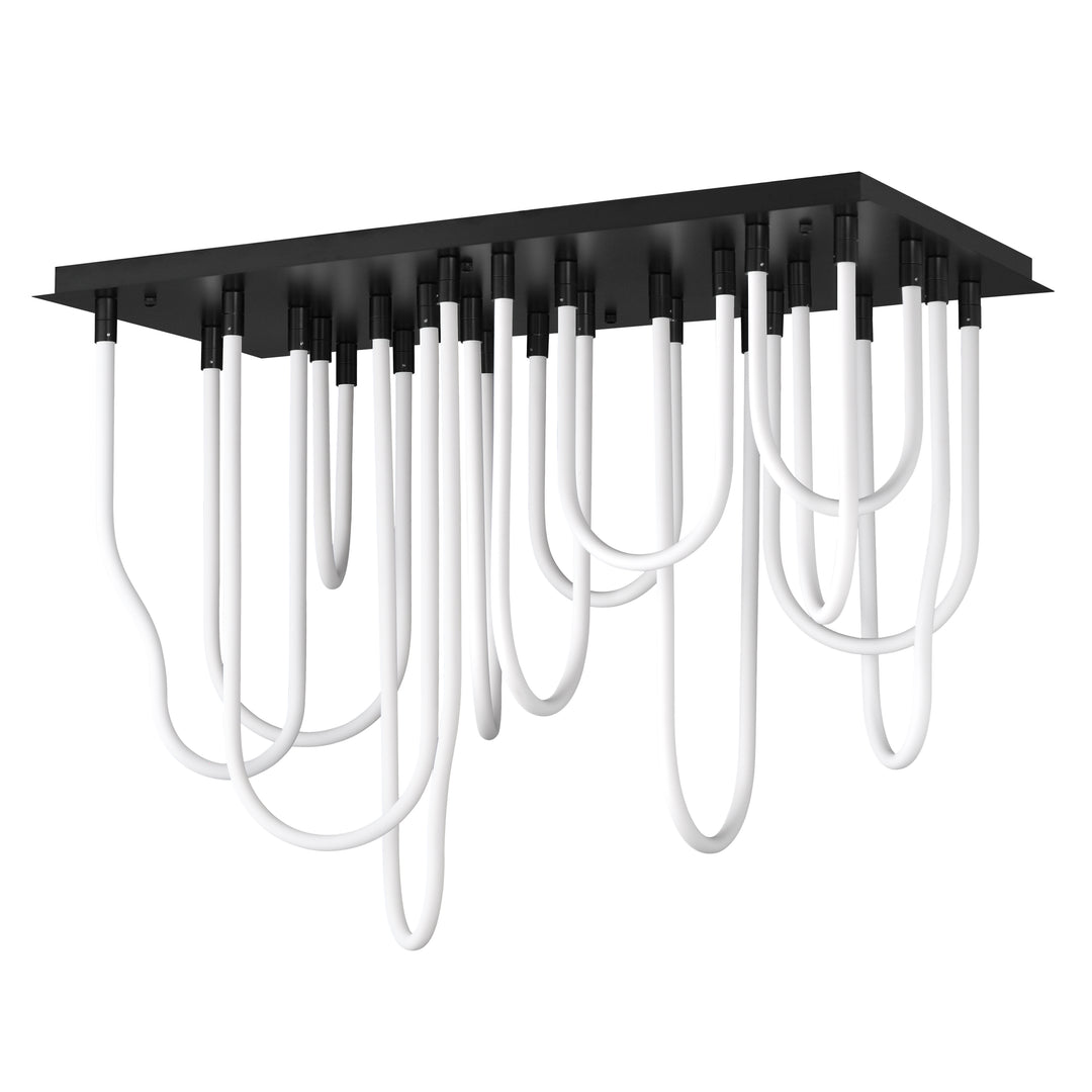 Soleil 14-Light LED SQ Flush Mount by ET2 Lighting in Black, front view