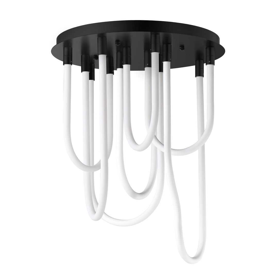 Soleil 7-Light LED RD Flush Mount by ET2 Lighting in Black, front view