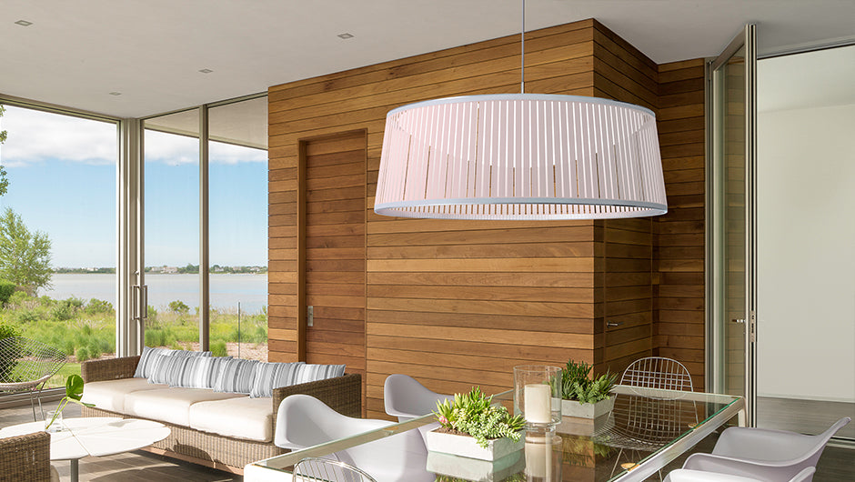 Solis Drum Flush by Pablo Designs in a modern living room