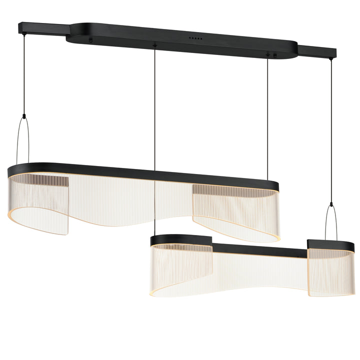 Sonata 2-Light Linear LED Pendant by ET2 Lighting in Black, front view