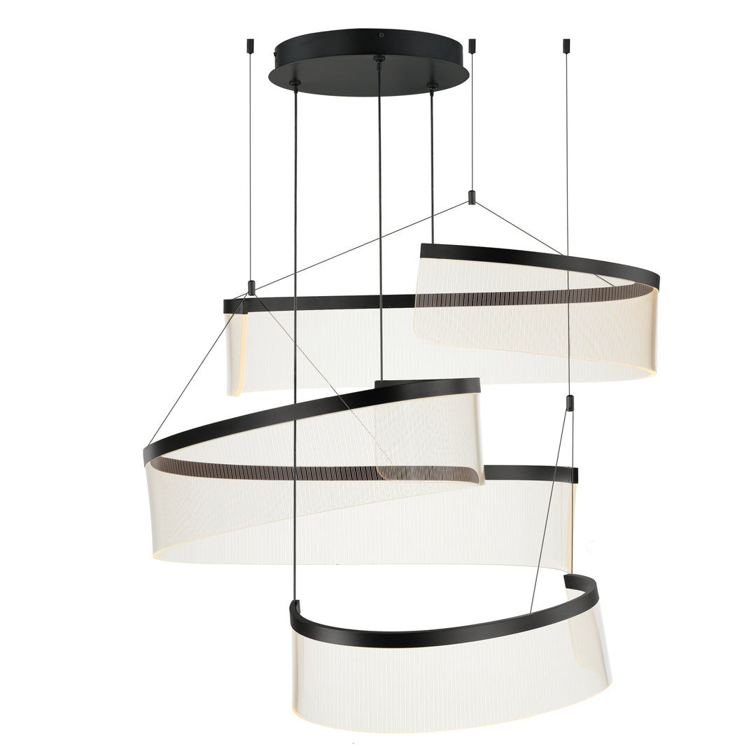 Sonata 3-Light LED Pendant by ET2 Lighting in Black, front view