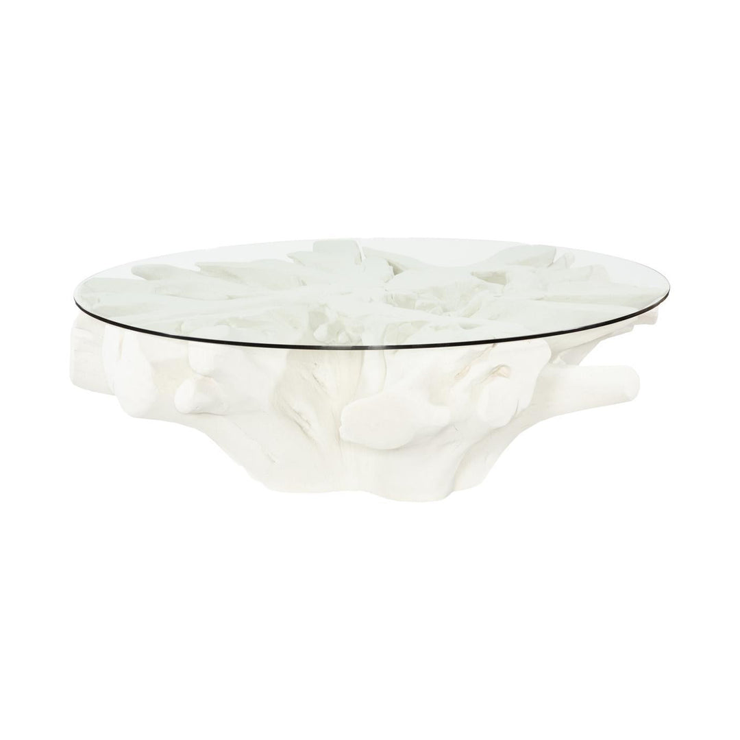 Sono Cast Root Coffee Table, With Glass, Roman Stone by Phillips Collection — centered product view