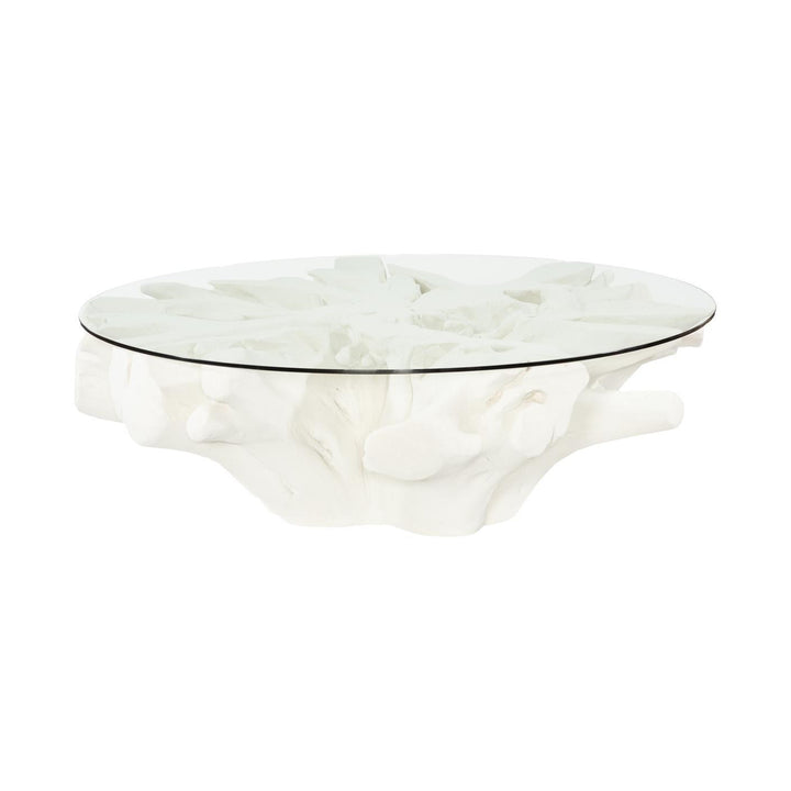 Sono Cast Root Coffee Table, With Glass, Roman Stone by Phillips Collection — centered product view