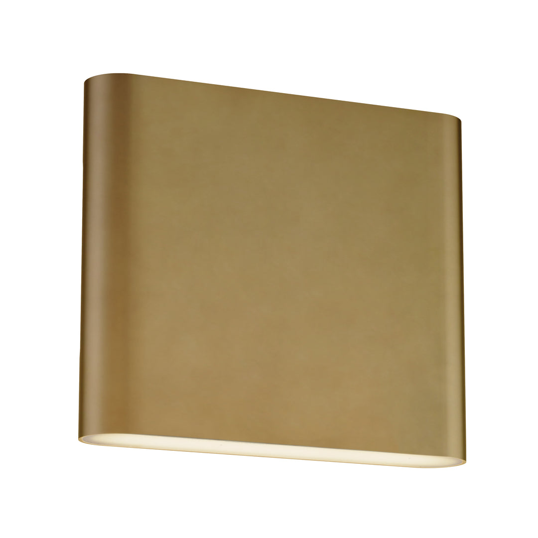 Spartan 7.75" Indoor Wall Sconce by ET2 Lighting in Natural Aged Brass, front view
