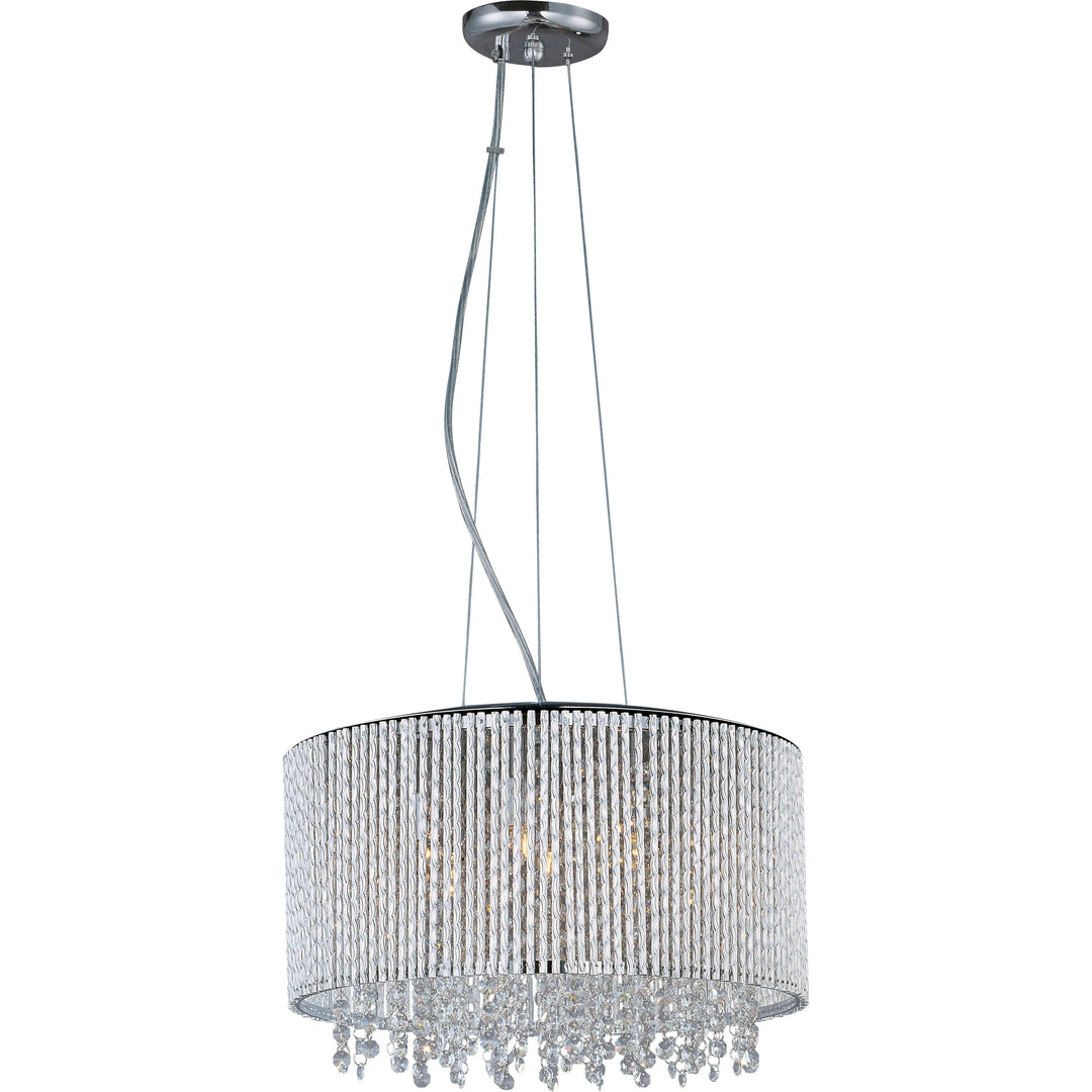Spiral 7-Light Pendant by ET2 Lighting in Polished Chrome, front view