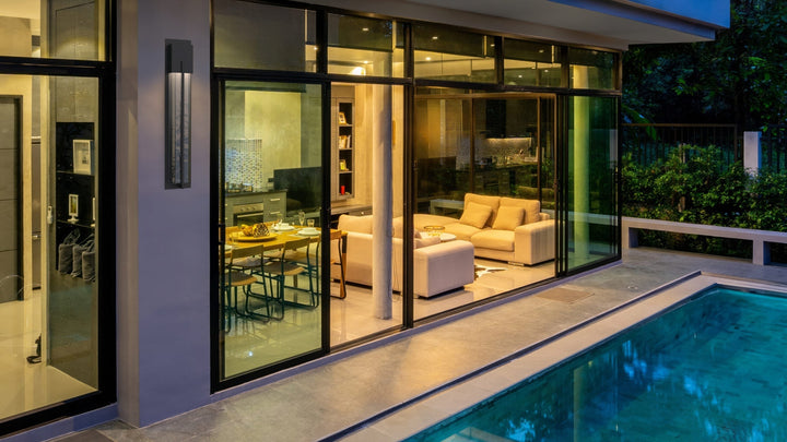Square Outdoor Cover Sconce by Hammerton Studio in a styled interior