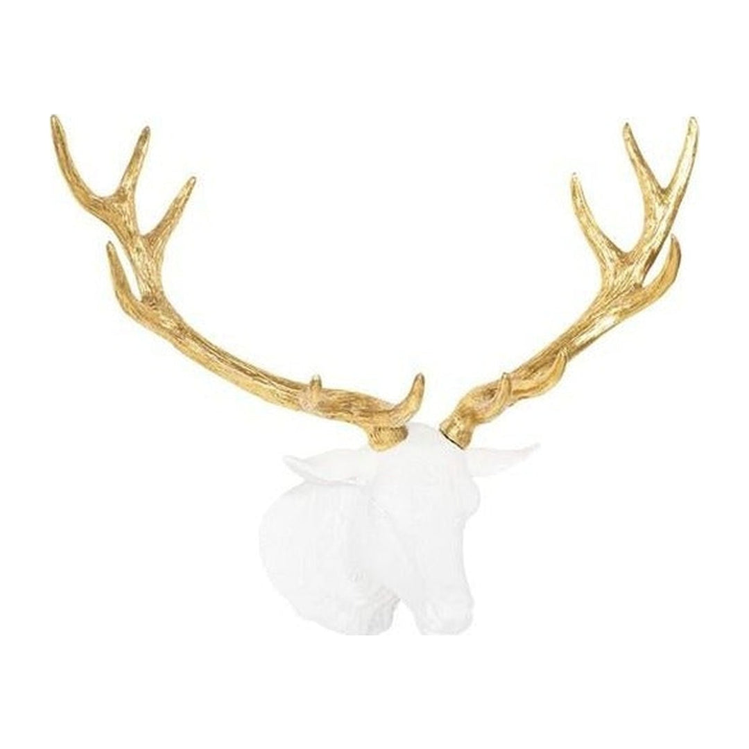 Stag Deer Head, White, Gold Leaf Phillips Collection