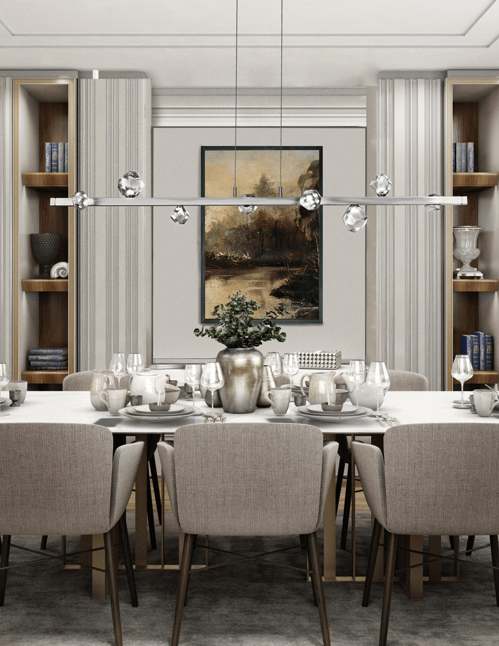 Stella Linear Chandelier by Hammerton Studio in a styled interior