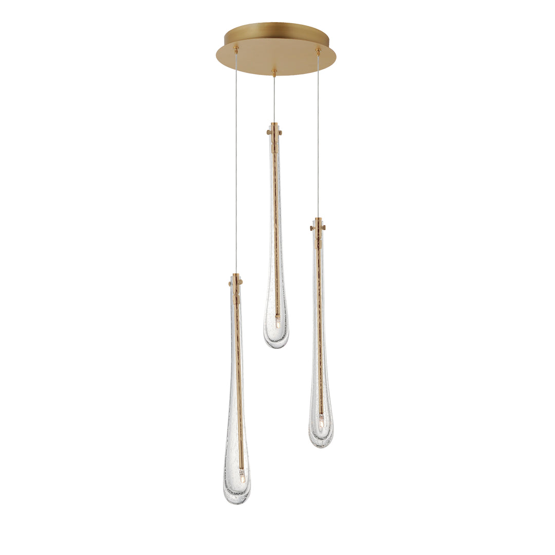 Stillo 3-Light LED Pendant by ET2 Lighting in Gold, front view