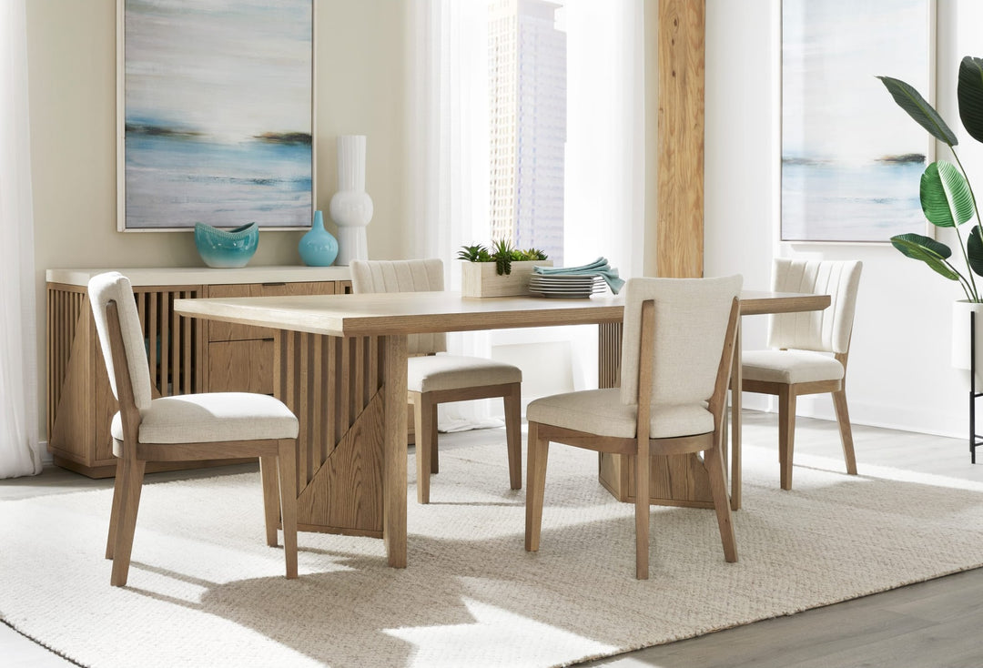 Sumner Channel Back Upholstered Dining Chair in Natural — lifestyle photo