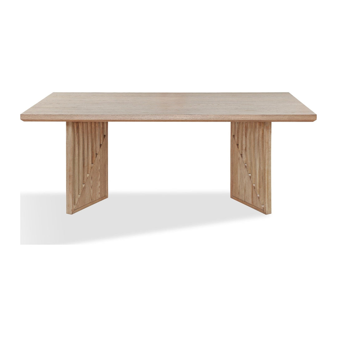 Sumner Double Pedestal Oak Dining Table by Modus in Natural — product view on a white background