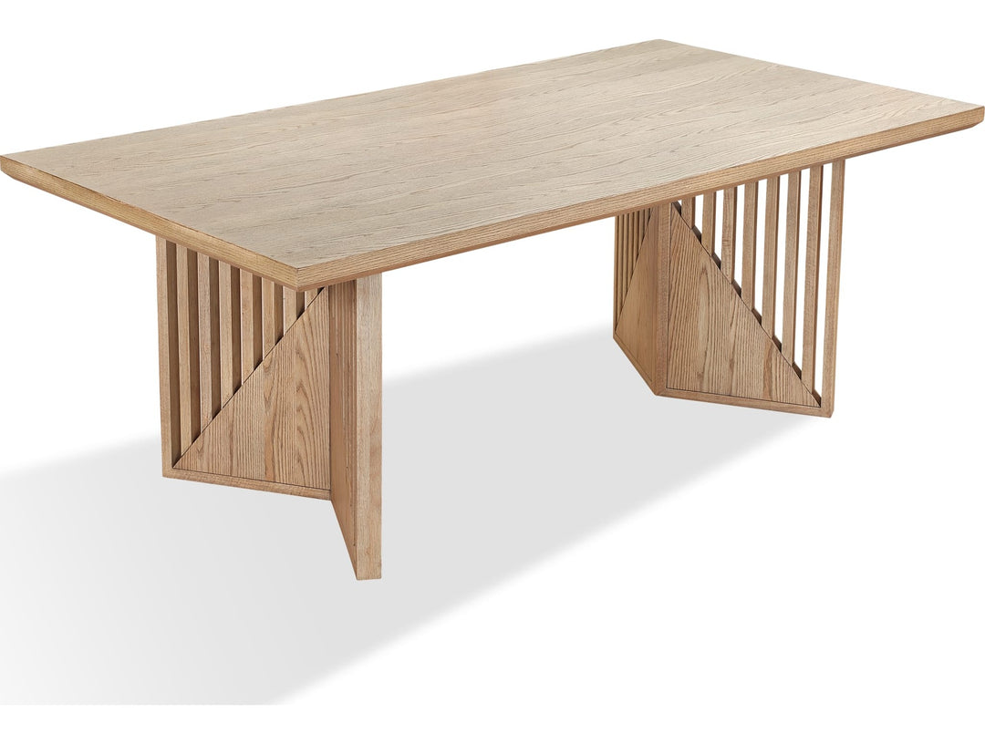 Sumner Double Pedestal Oak Dining Table in Natural — product view on a white background