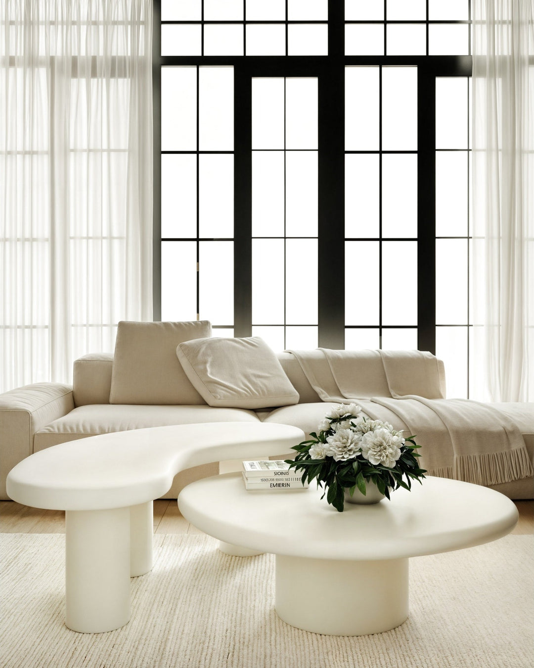Sven Short Wooden Coffee Table in Rice — lifestyle photo