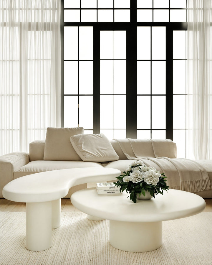 Sven Short Wooden Coffee Table in Rice — lifestyle photo