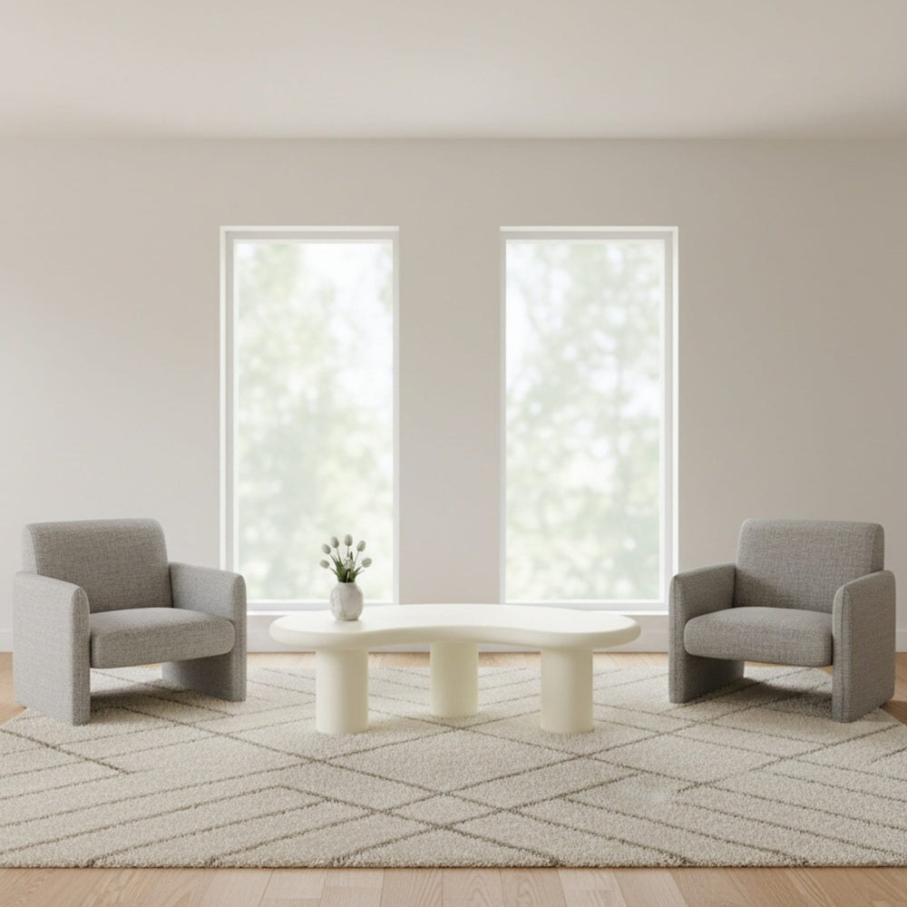 Sven Tall Wooden Coffee Table in Rice — lifestyle photo